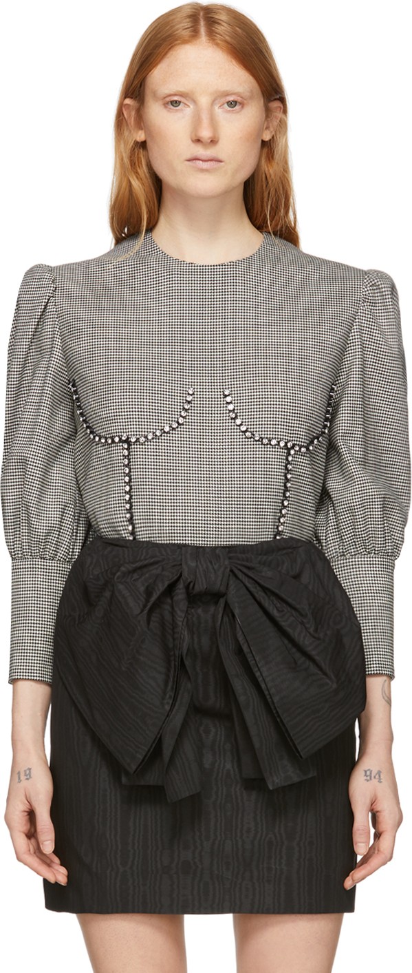 MSGM Black & White Breast Detail Blouse