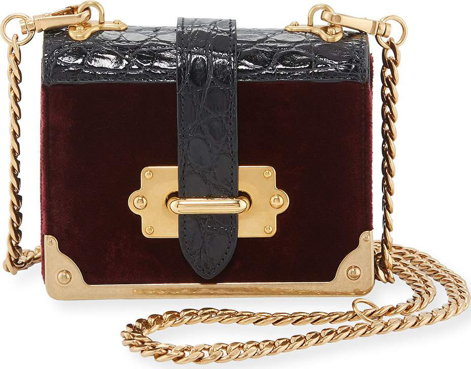 Prada Cahier Micro Velvet Crossbody Bag