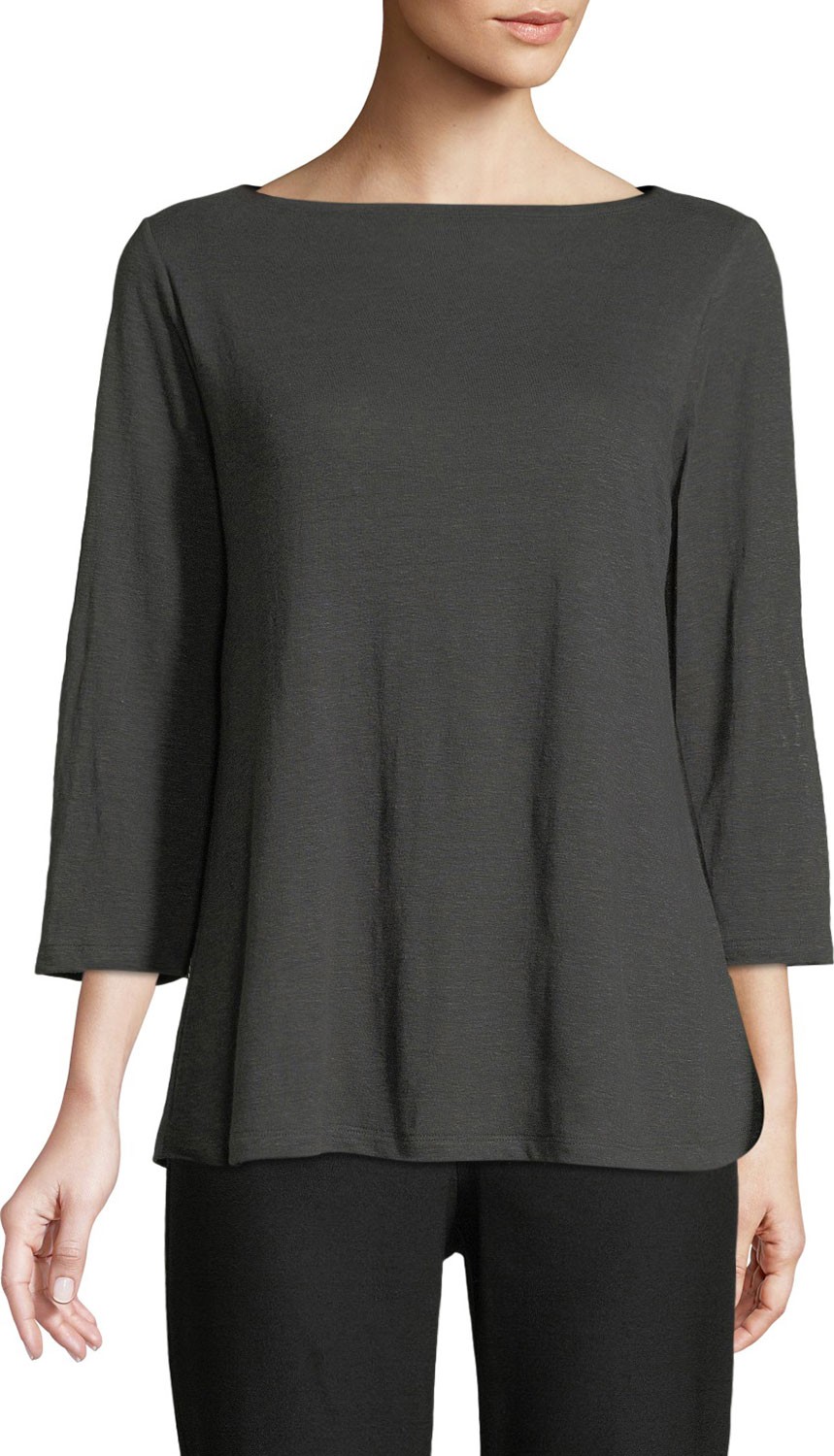 Eileen Fisher Half-Sleeve Linen Jersey Layering Tunic