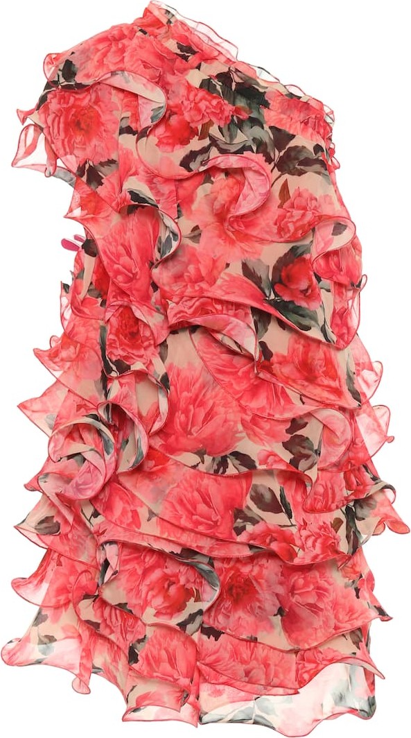 Costarellos Asymmetric floral minidress