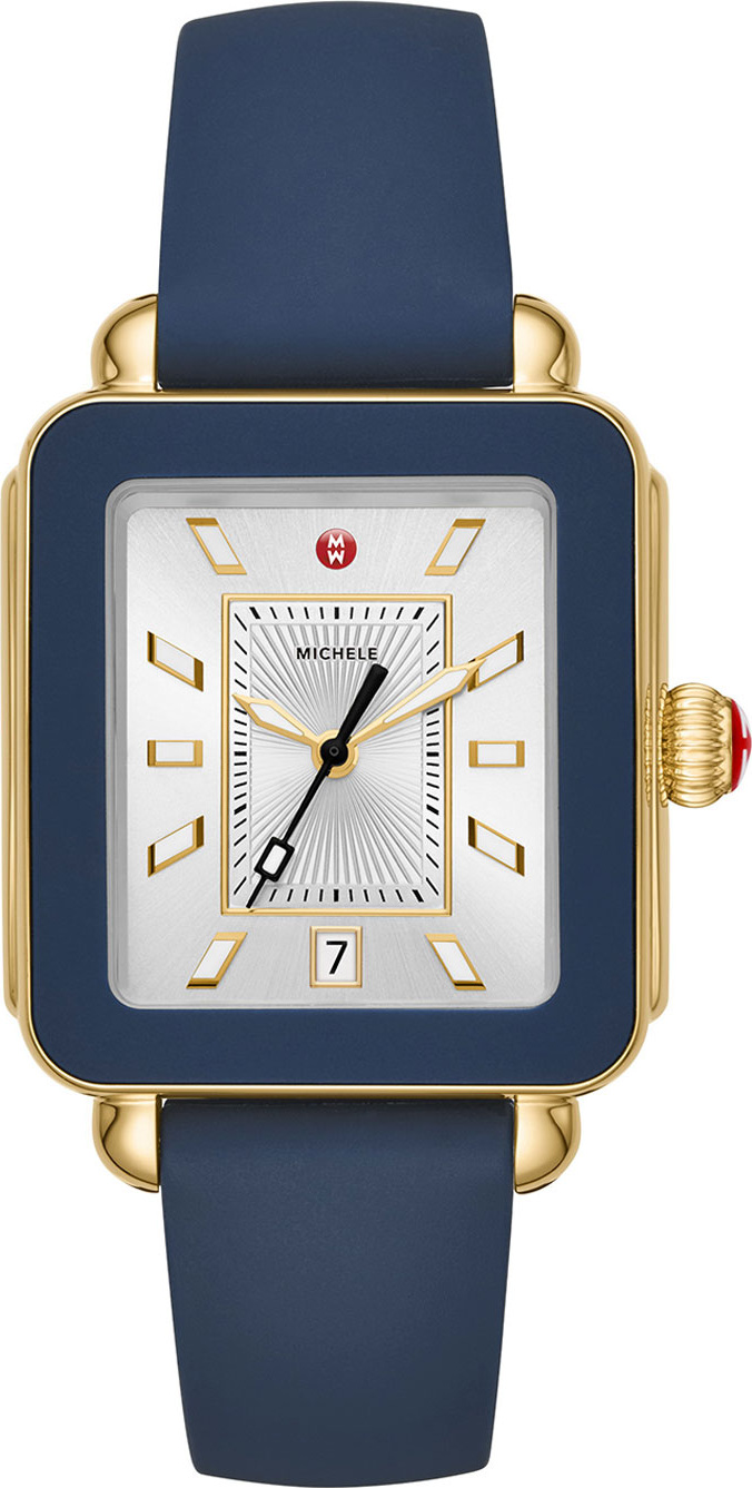 MICHELE Deco Sport Silicone Watch, Navy