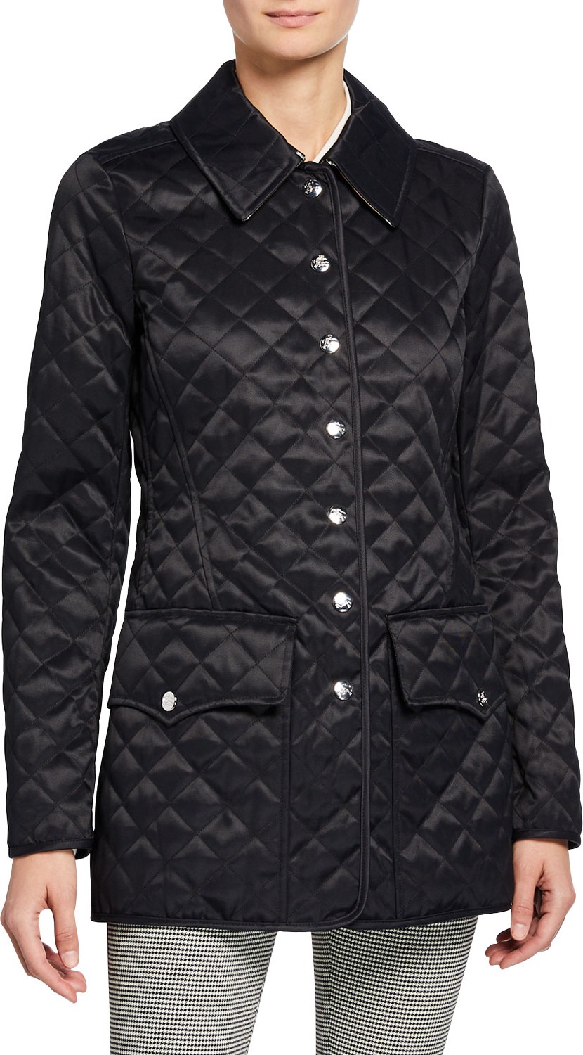 Burberry London England Borthwicke Diamond Quilted Snap Coat
