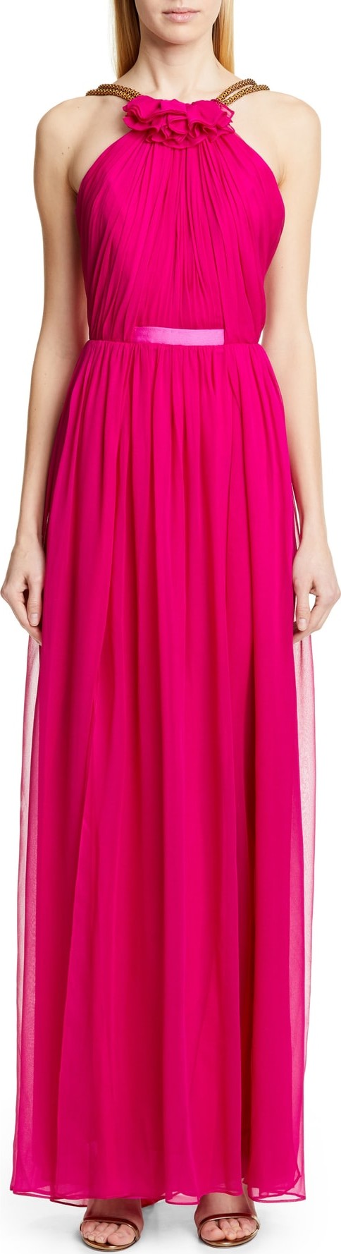 Haney Emeline Halter Silk Chiffon Evening Dress