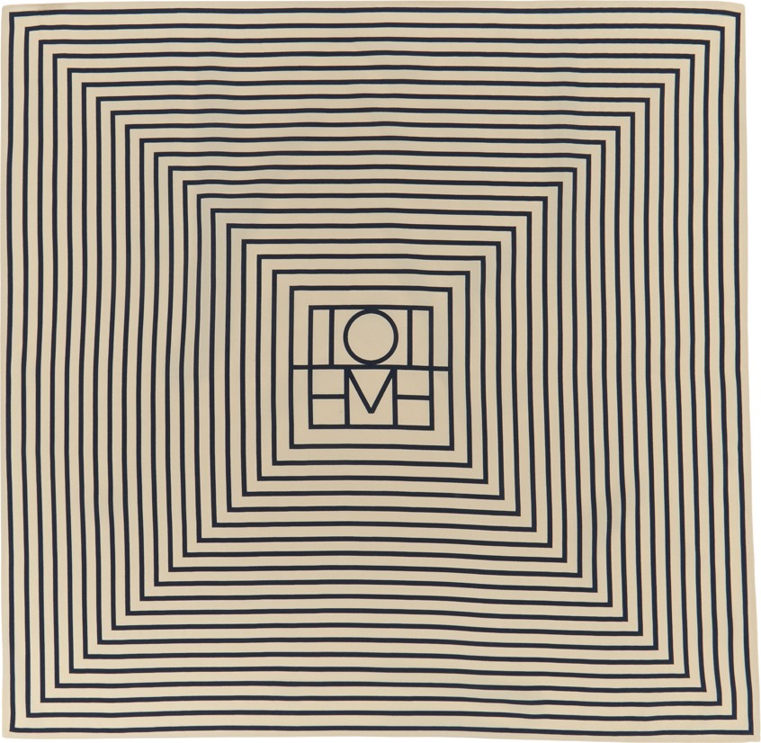 Totême Off-White & Navy Silk San Remo Scarf