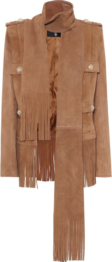 Balmain Embellished suede jacket