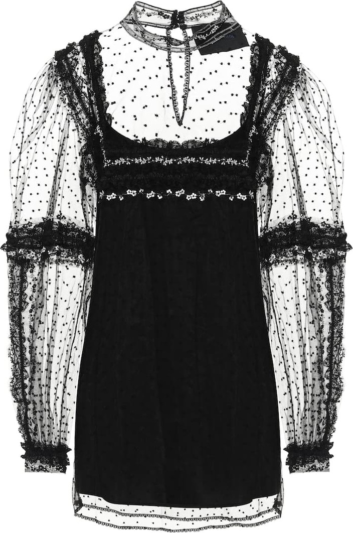 Costarellos Izabeth dotted tulle blouse