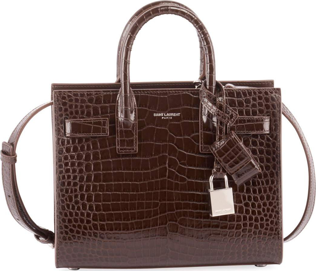 Saint Laurent Nano Sac de Jour Croco-Effect Satchel Bag
