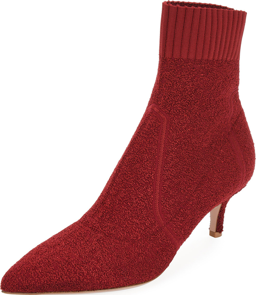 Gianvito Rossi Boucle Knit Low-Heel Bootie