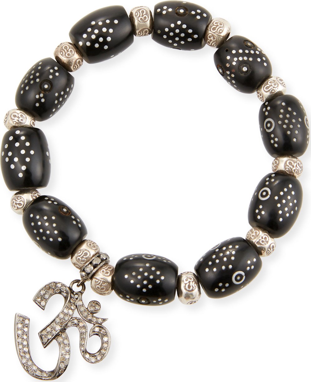 Loree Rodkin Diamond Ohm Bead Bracelet w/ Coral