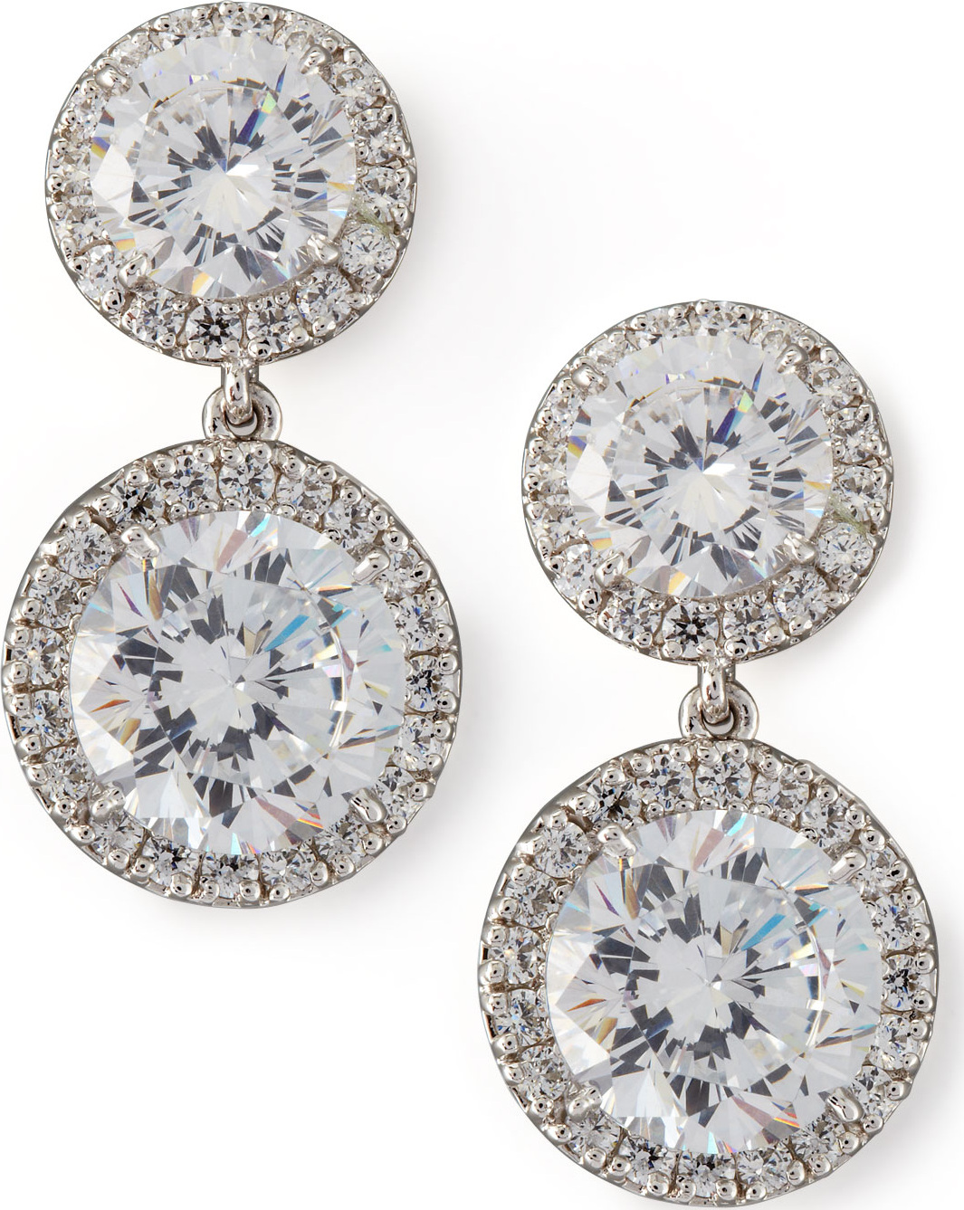 Fantasia by DeSerio Double Cubic Zirconia Drop Earrings