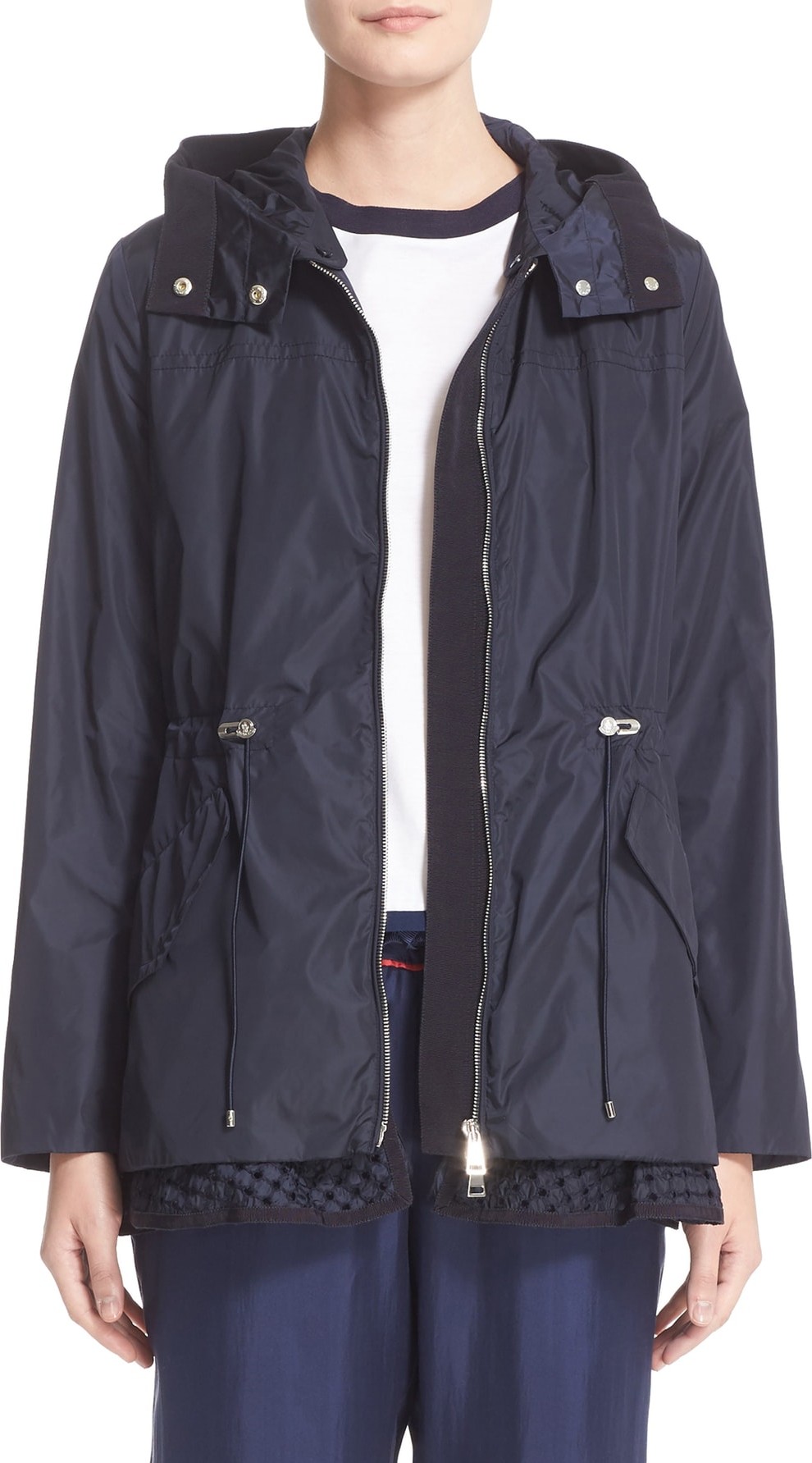 Moncler Lotus Water Resistant Peplum Raincoat