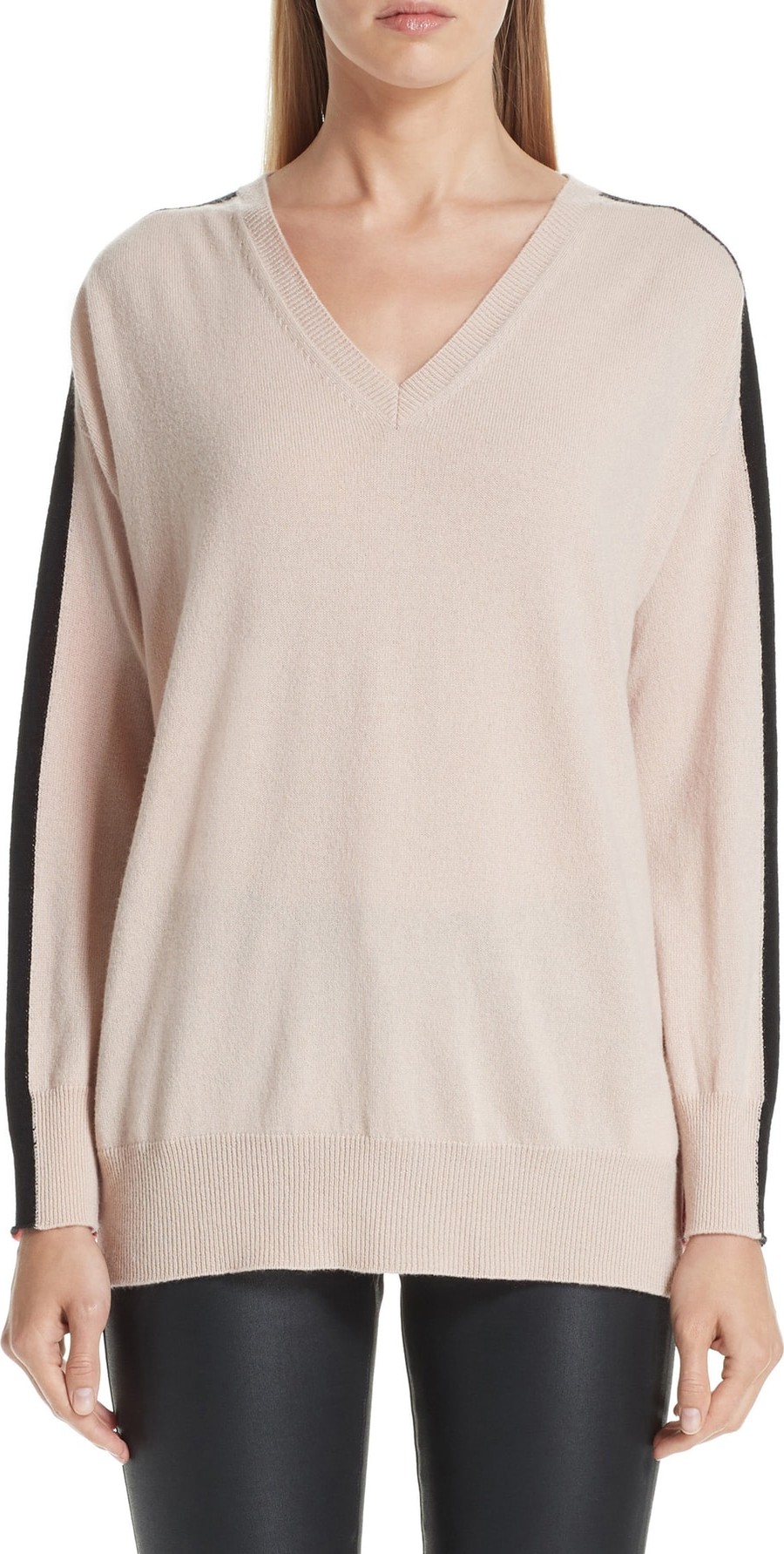 Emporio Armani Stripe V-Neck Cashmere Sweater