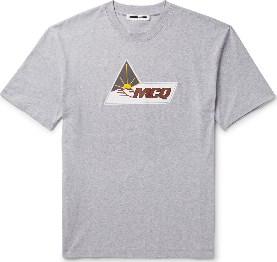 McQ - Alexander McQueen Logo-Print Mélange Cotton-Jersey T-Shirt