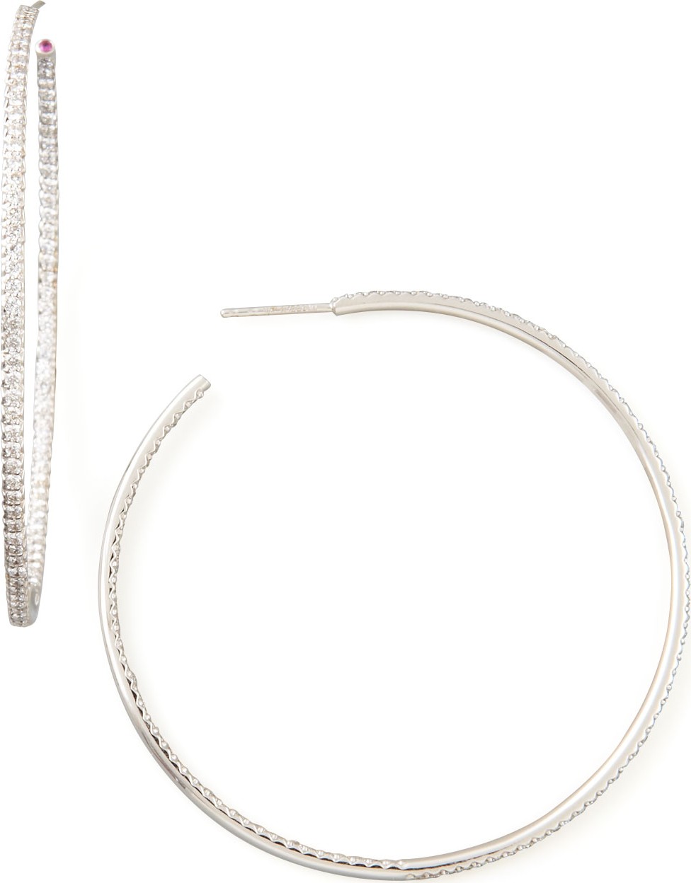 Roberto Coin 55mm White Gold Diamond Hoop Earrings, 2ct