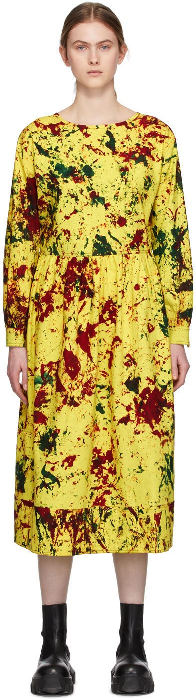 S.R. STUDIO. LA. CA. Yellow Cotton Long Sleeve Summer Dress