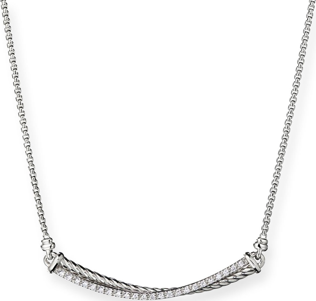 David Yurman Crossover Diamond Bar Necklace