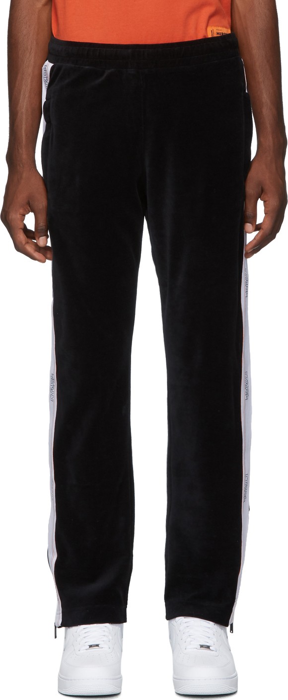 Heron Preston Black Velour Tape Lounge Pants