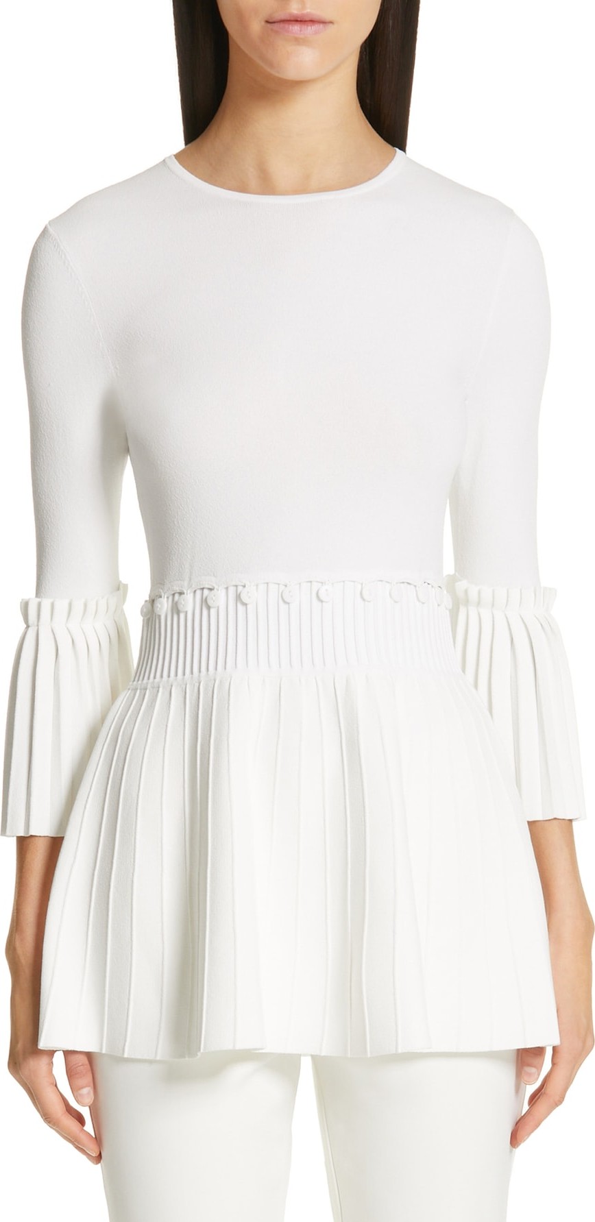 Lela Rose Pleated Knit Top