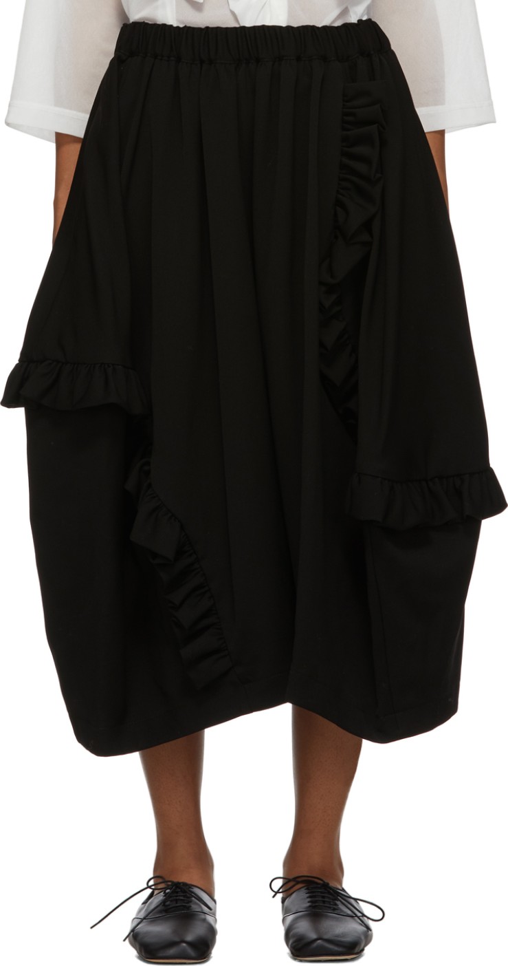 Comme Des Garçons Comme Des Garçons Black Wool Doeskin Ruffle Skirt