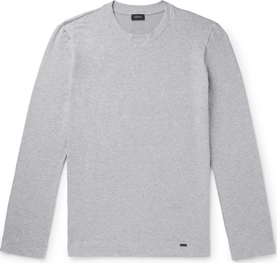 Hanro Mélange Loopback Stretch-Cotton Jersey Sweatshirt