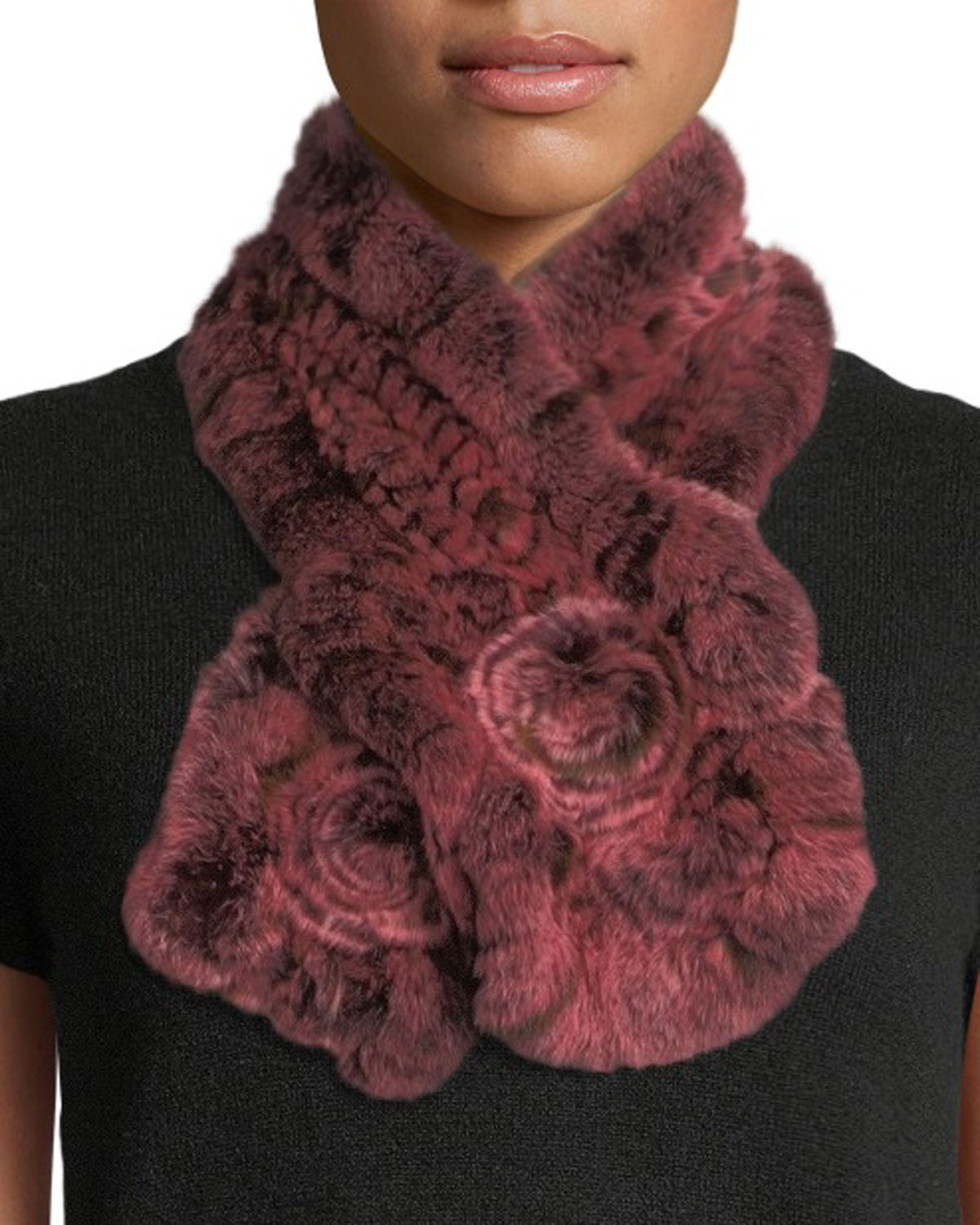 Belle Fare Rex Rabbit Fur & Knit Scarf
