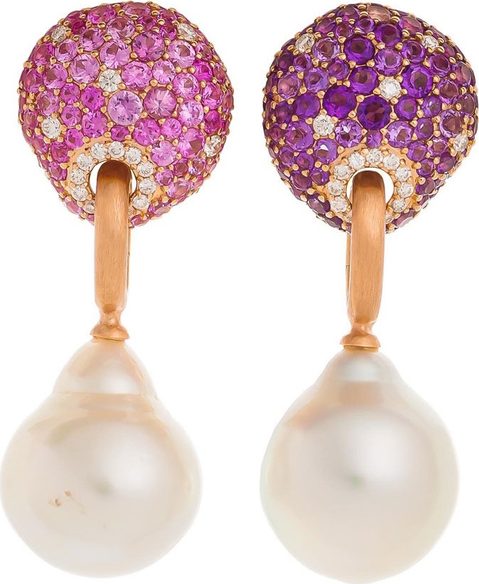 Margot McKinney 18k Rose Gold, Stone & Baroque Pearl Drop Earrings