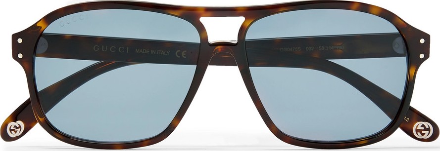 Gucci Aviator-Style Tortoiseshell Acetate Sunglases