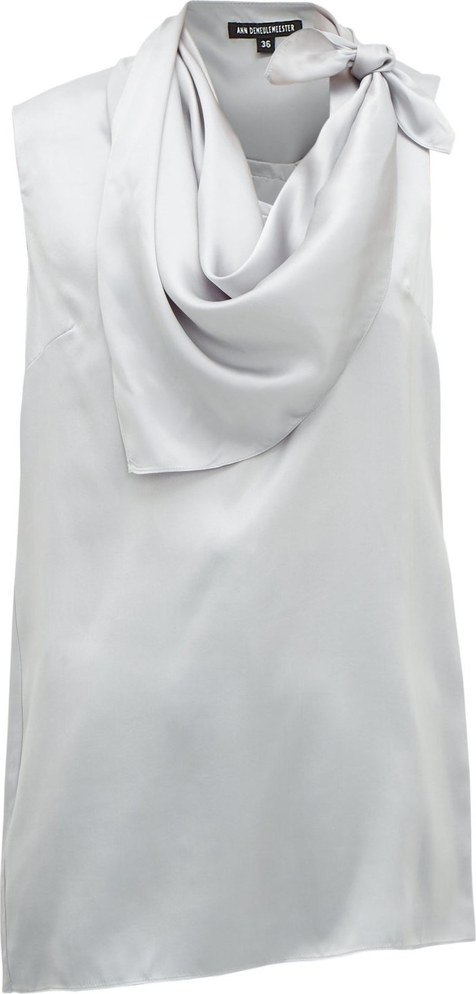 Ann Demeulemeester Knotted handkerchief-neck silk-satin top
