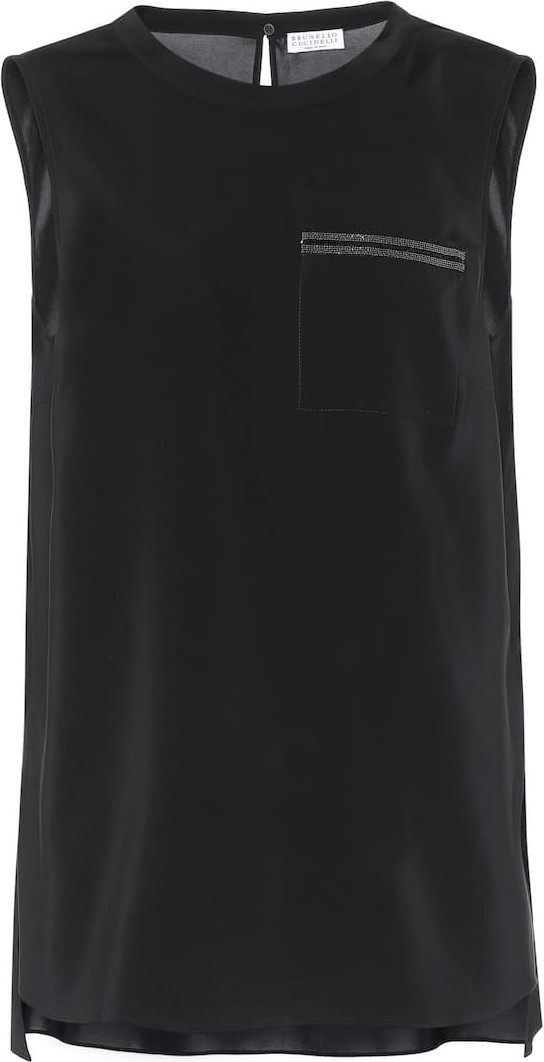 Brunello Cucinelli Embellished silk top