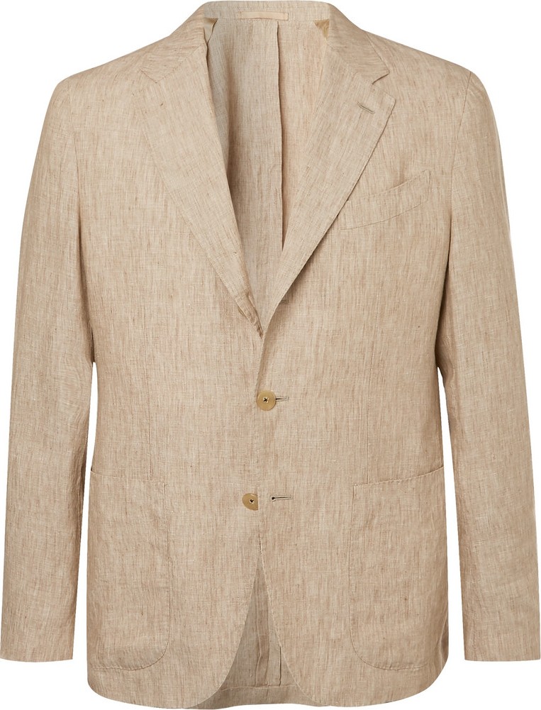 Caruso Stone Butterfly Unstructured Washed-Linen Suit Jacket