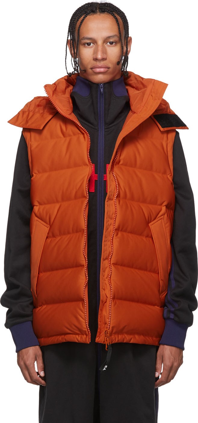 Y-3 Orange Down Seamless Hooded Vest
