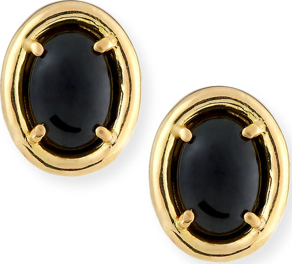 David C.A. Lin Black Nephrite Jade Stud Earrings