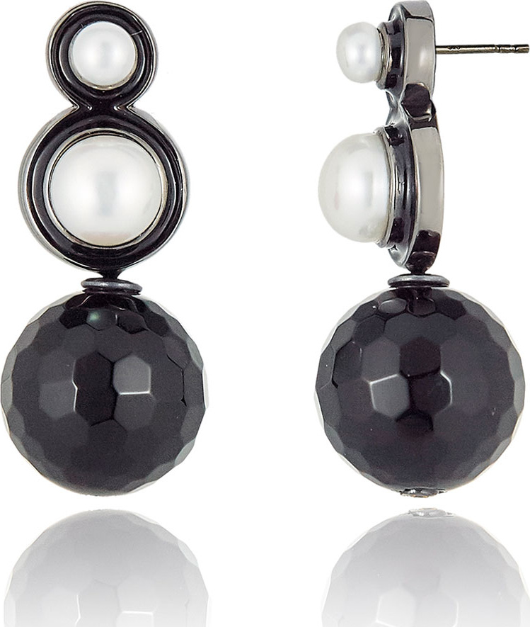 MCL by Matthew Campbell Laurenza Double Pearl & Onyx Drop Earrings