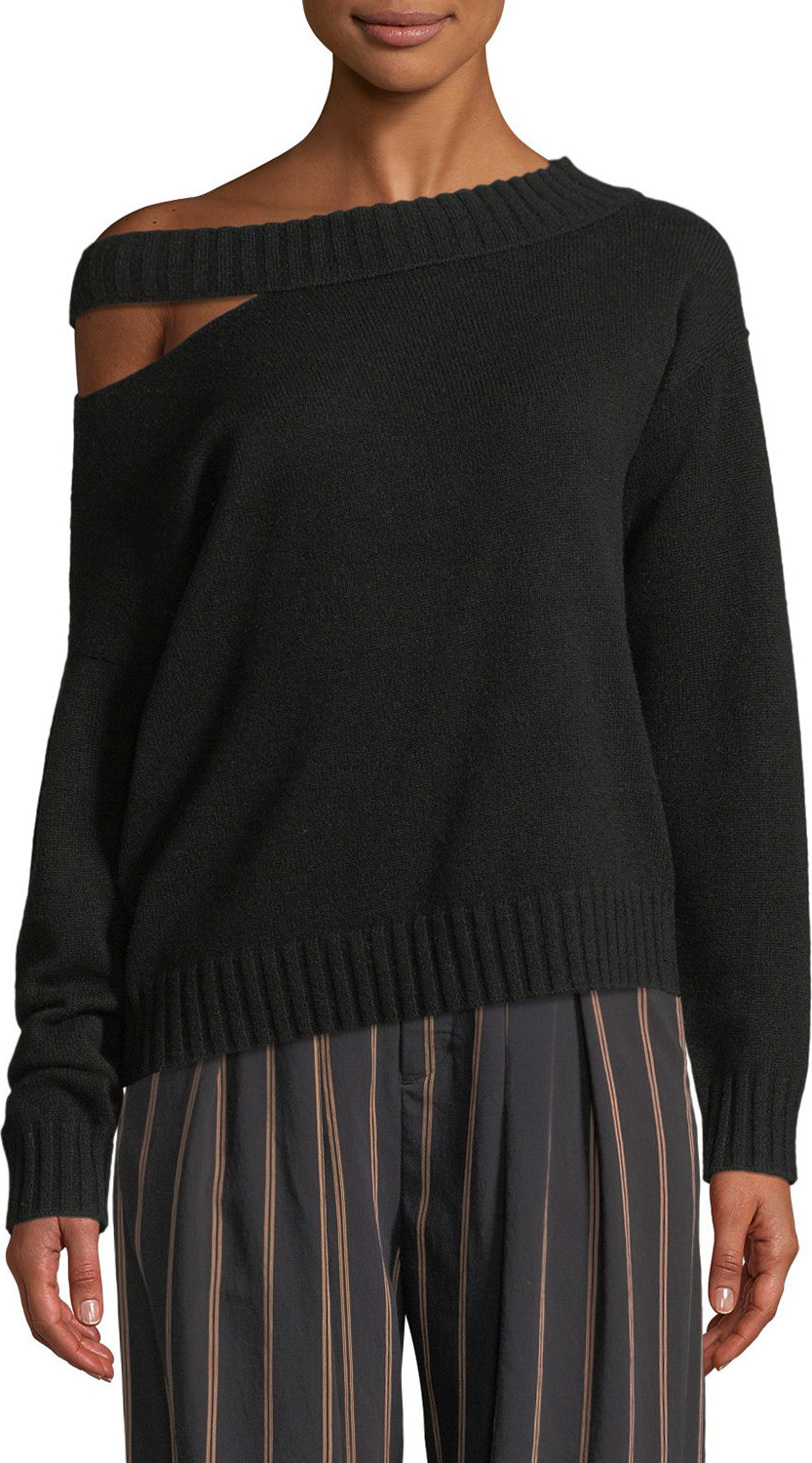 Vince Off-the-Shoulder Slit Pullover Top