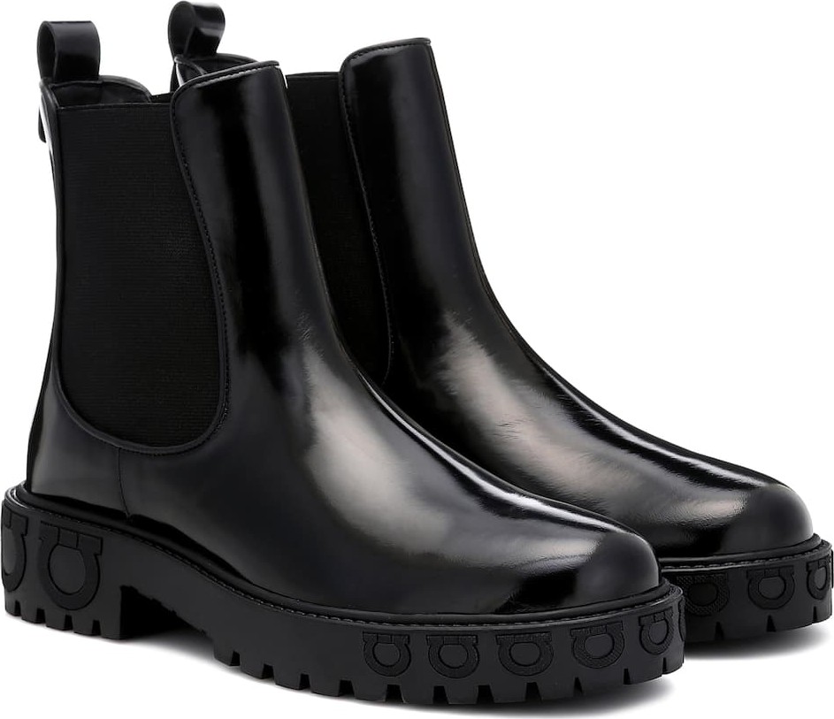 Salvatore Ferragamo Gancini patent leather boots