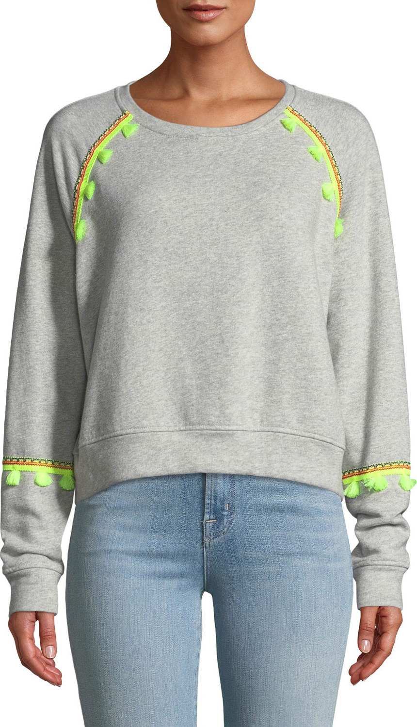 Generation Love Devon Crewneck Top with Neon Brocade Trim