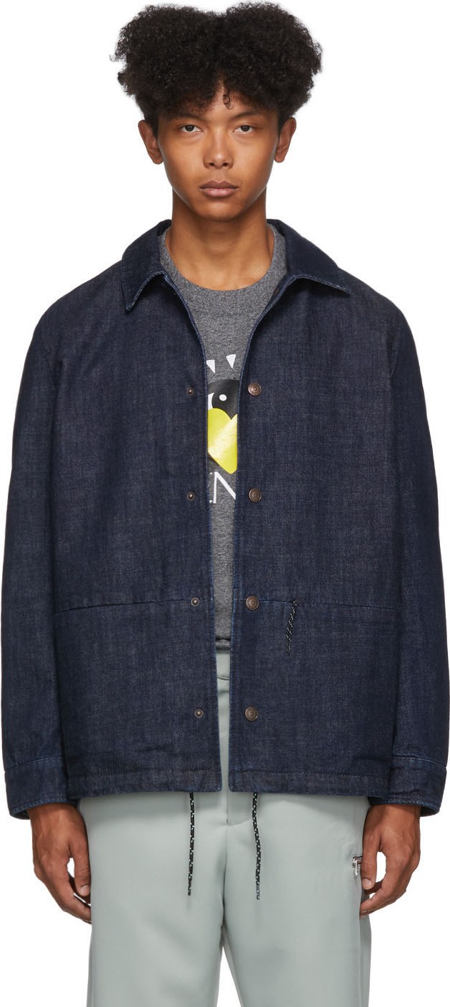 KENZO Navy Denim Graphic Coach Jacket