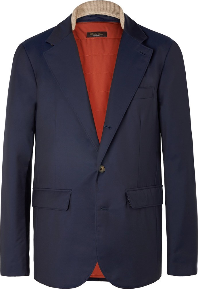 Loro Piana Navy Storm System Tech-Nylon Blazer with Detachable Padded Liner