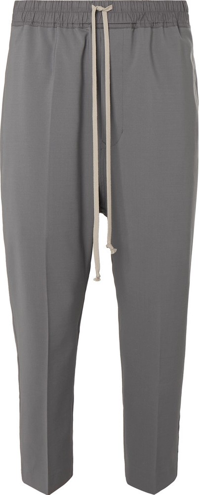 Rick Owens Tapered Cropped Stretch-Virgin Wool Drawstring Trousers