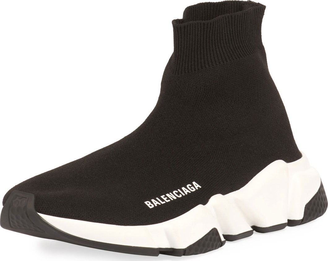 Balenciaga Stretch-Knit High-Top Trainer  Noir