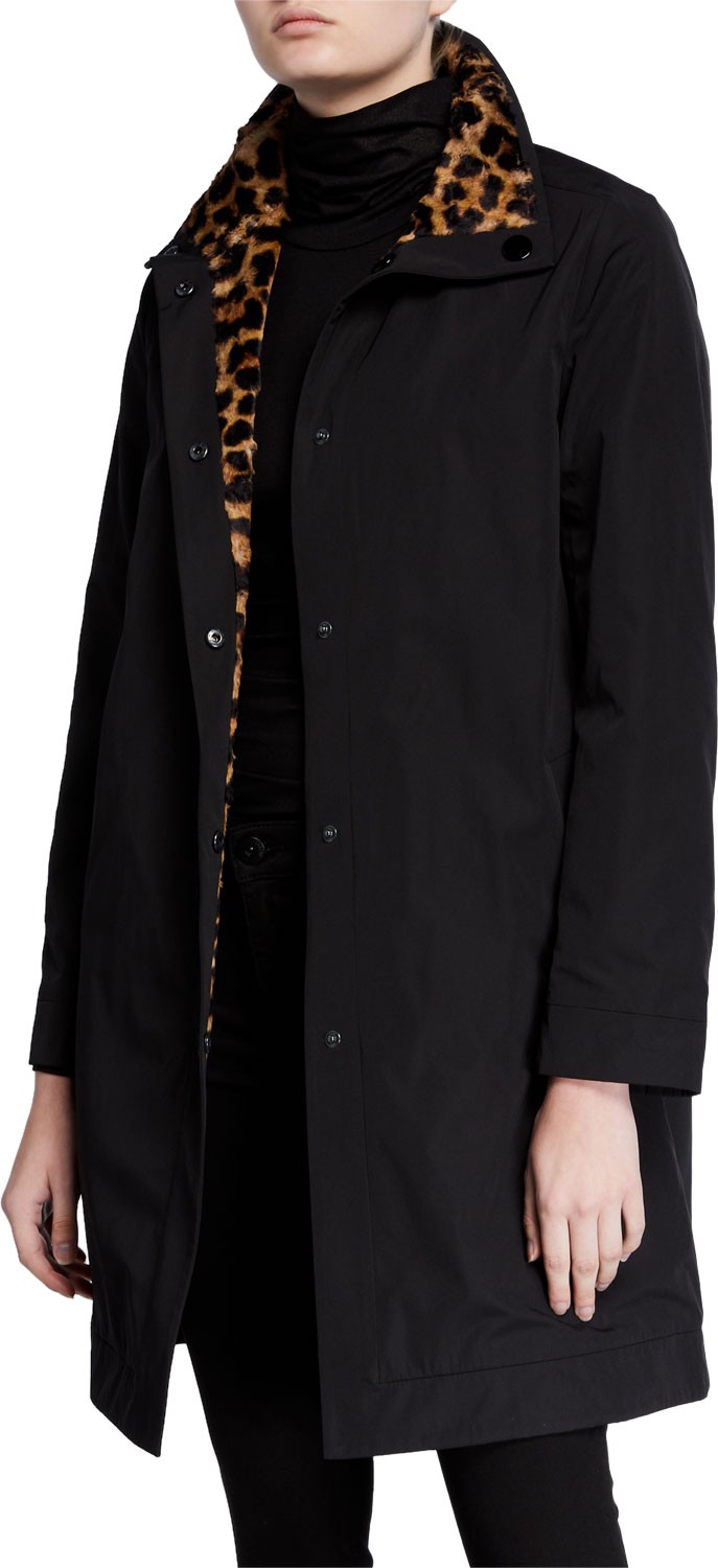 Jane Post Reversible Rain Coat w/ Leopard Print