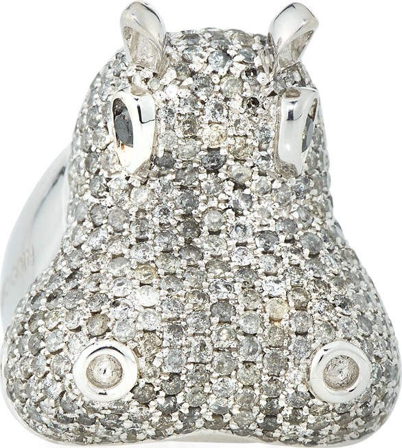 Roberto Coin 18k Diamond Pave Hippo Ring, Size 6.5