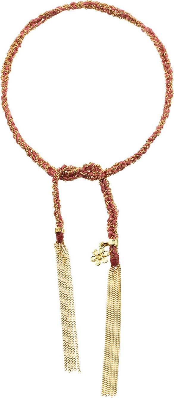 Carolina Bucci 18K Gold Pink Silk Lucky Bracelet with Flower