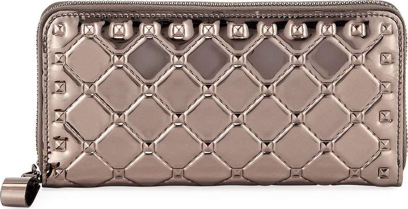 Valentino Rockstud Spike Metallic Continental Wallet