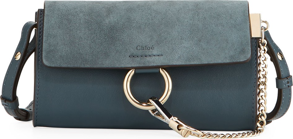 Chloe Faye Suede/Leather Wallet-on-a-Strap