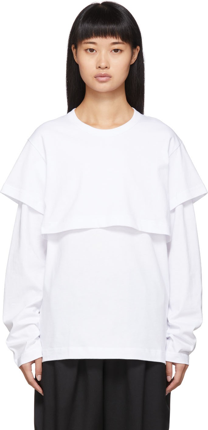 Comme Des Garcons White Double Layer Long Sleeve T-Shirt