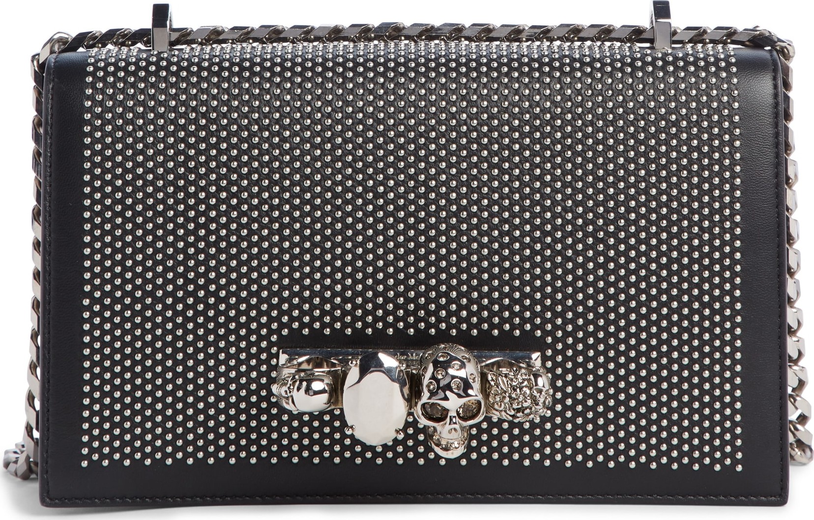 Alexander McQueen Studded Leather Crossbody Knuckle Bag