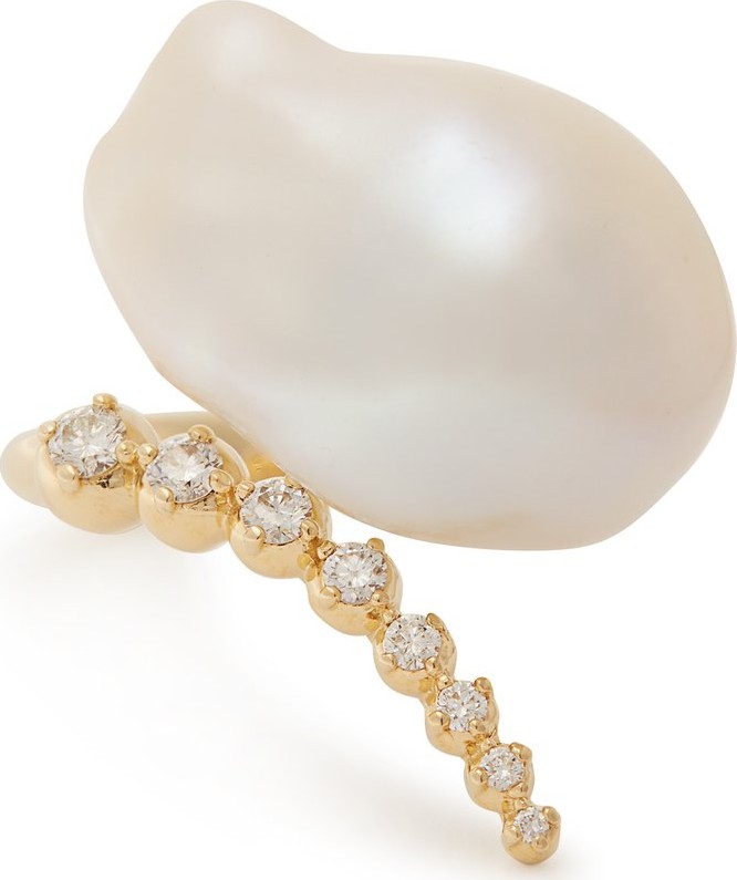 Mizuki Diamond, pearl & gold ring