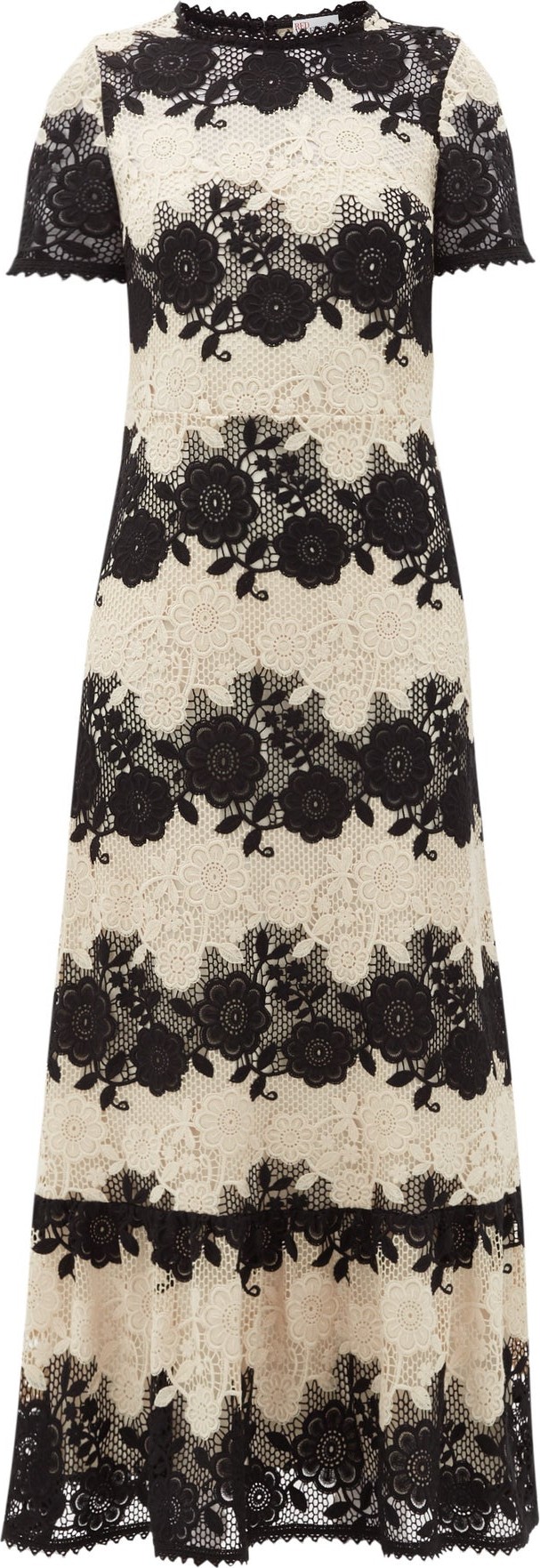 RED Valentino Two tone floral-macramé dress