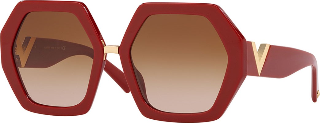 Valentino Octagonal Acetate V-Inset Sunglasses